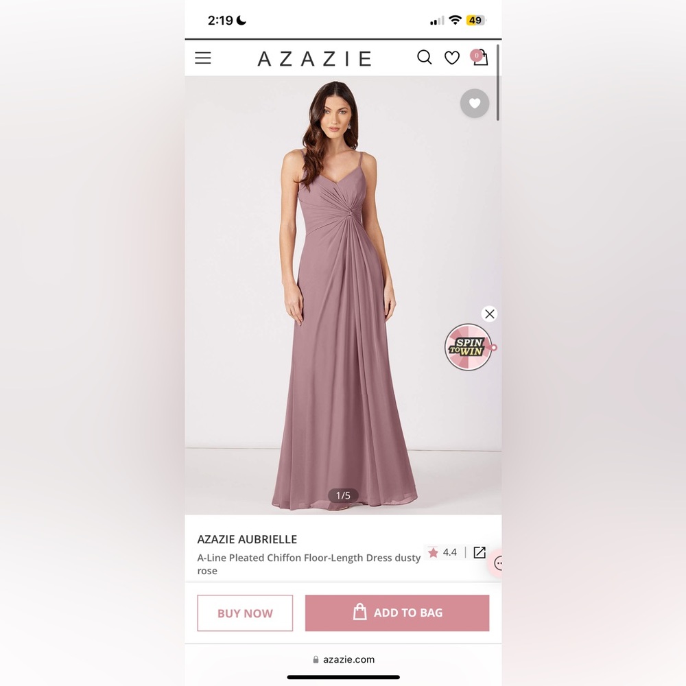 Azazie Aubrielle dusty rose bridesmaid dress